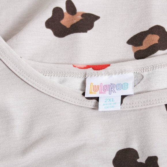 LuLaRoe Irma Tunic Top Red Floral Leopard Print - P2P 22" - Picture 3 of 6